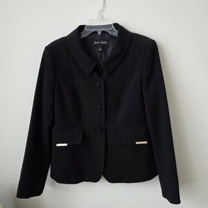 SANDRA ANGELOZZI | Blazer Button Down Black gold Hardware Details Sz L